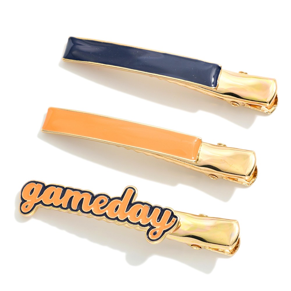 Set Of Three "Gameday" Clip-In Hair Clips view 2