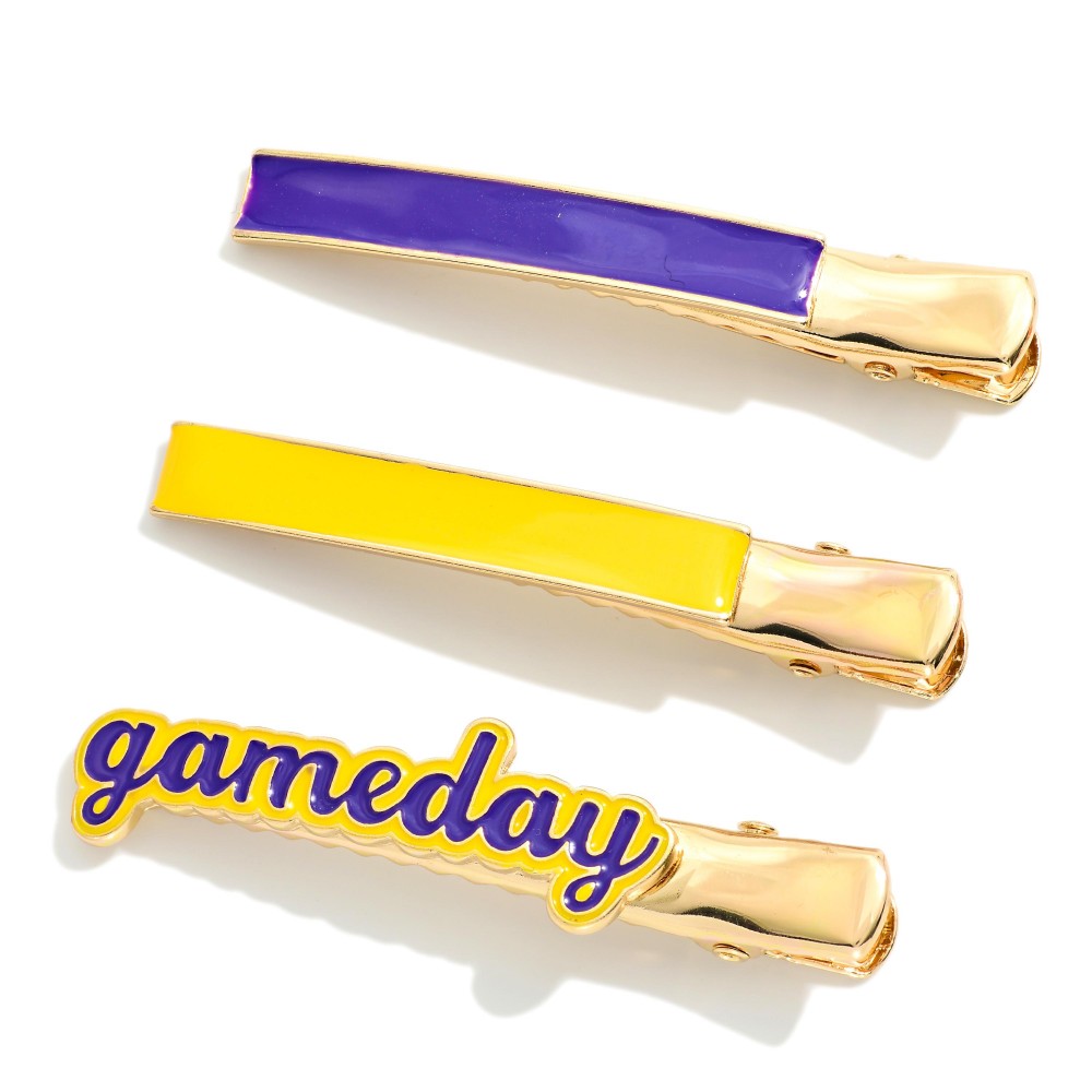 Set Of Three "Gameday" Clip-In Hair Clips view 2