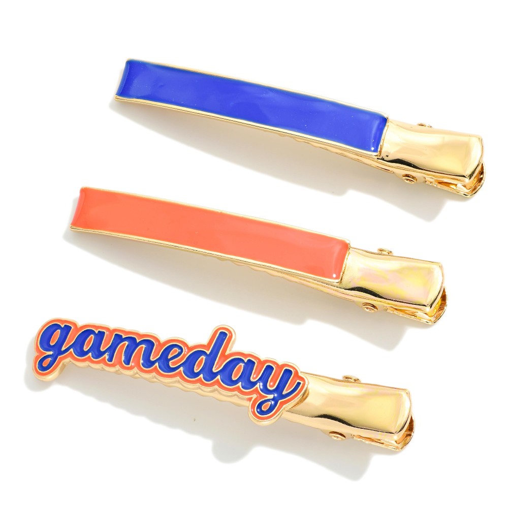 Set Of Three "Gameday" Clip-In Hair Clips view 2