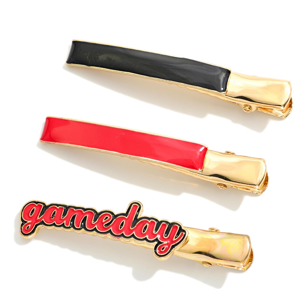 Set Of Three "Gameday" Clip-In Hair Clips view 2