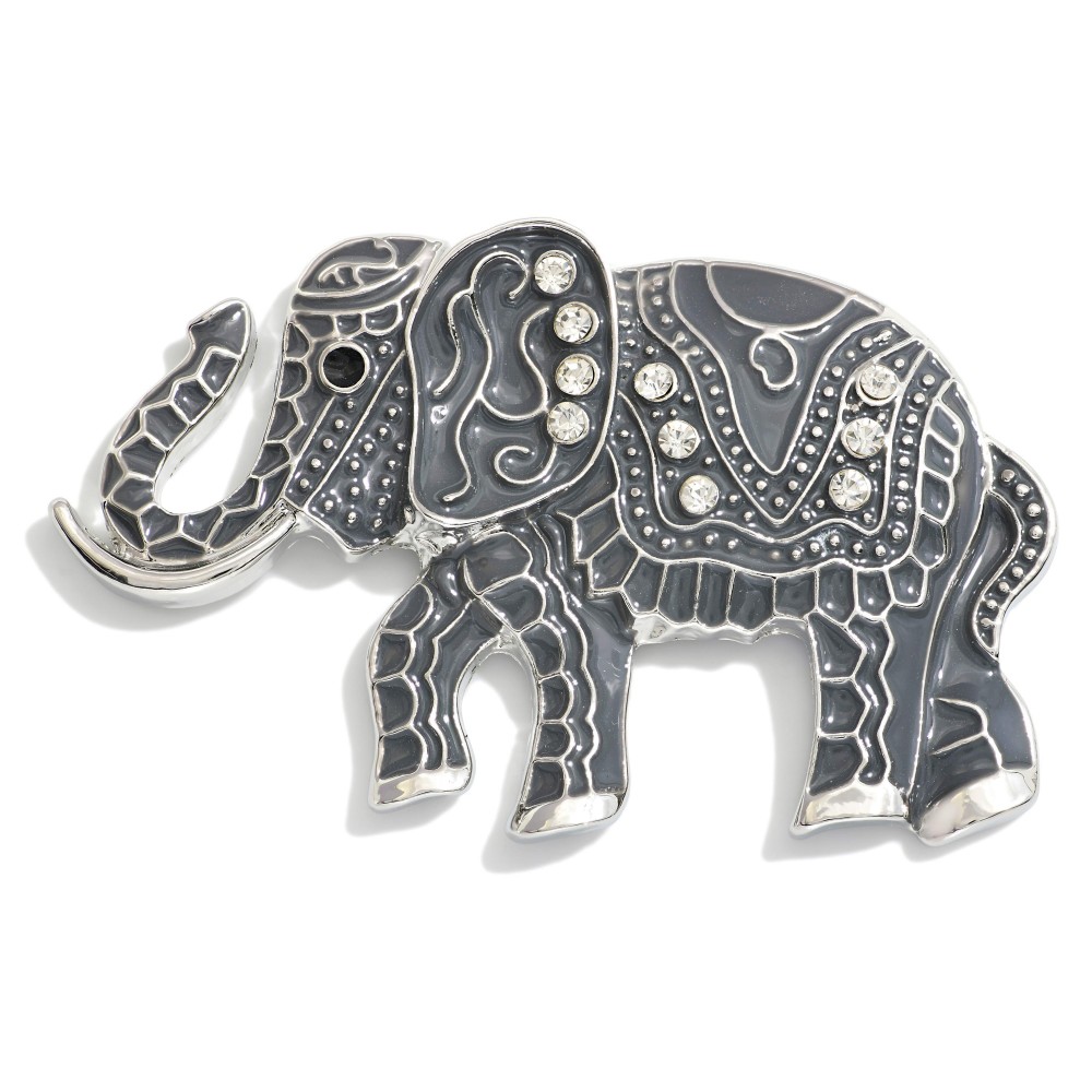 Enamel Elephant Brooch Pin - Approximately 2" L - Magnetic Pin view 2