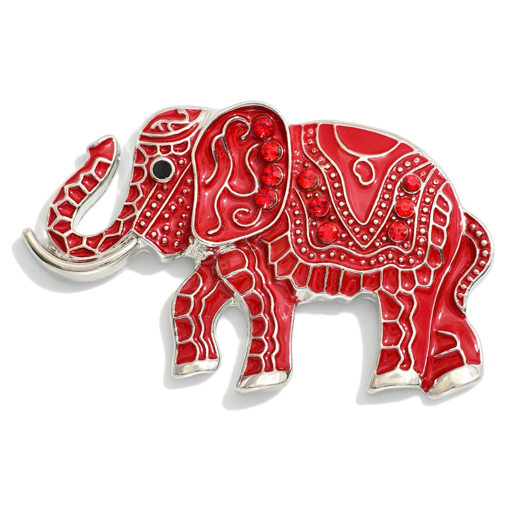 Enamel Elephant Brooch Pin - Approximately 2" L - Magnetic Pin view 2