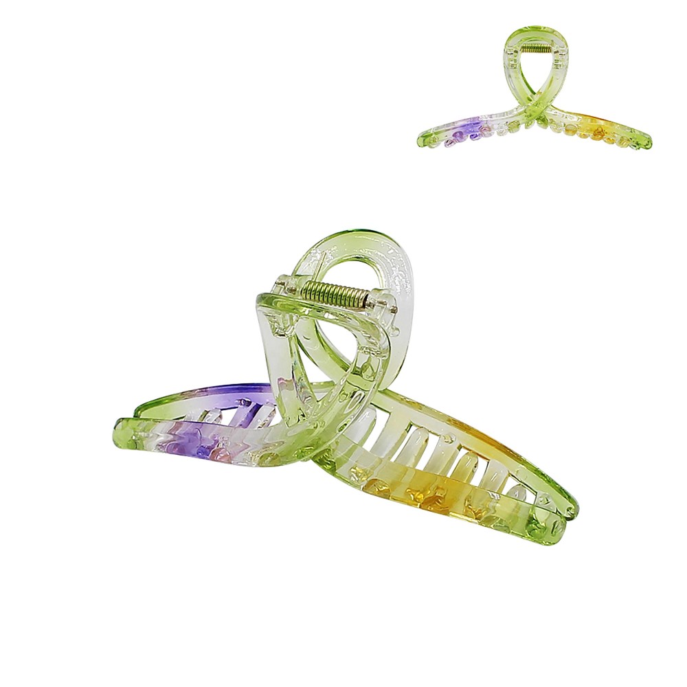 Multicolor Acetate Cross Claw Hair Clip - Approximately 4.25" Long view 2