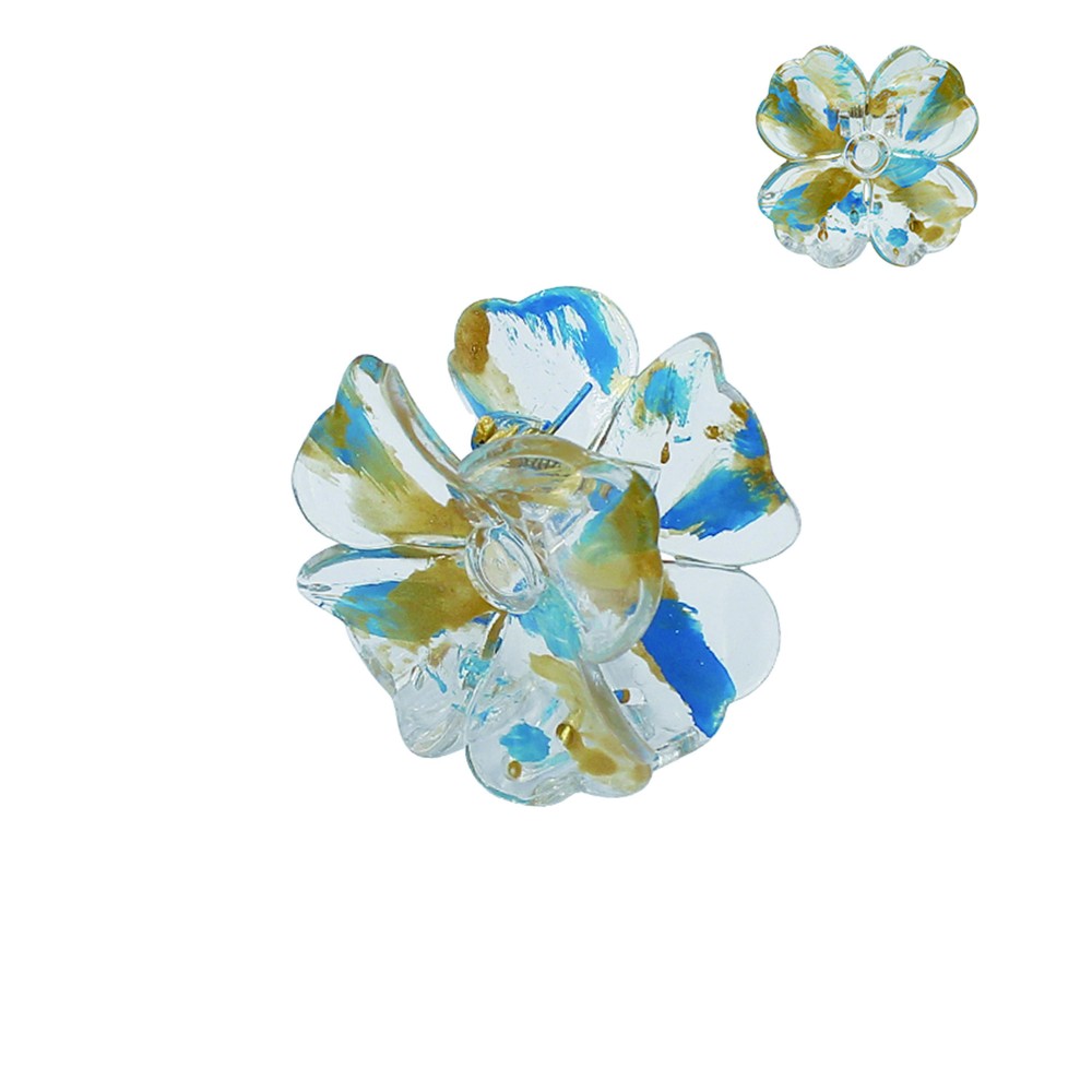 Clear Acrylic Flower Hair Clip With Gold Accents - Approximately 2.5" Length view 2