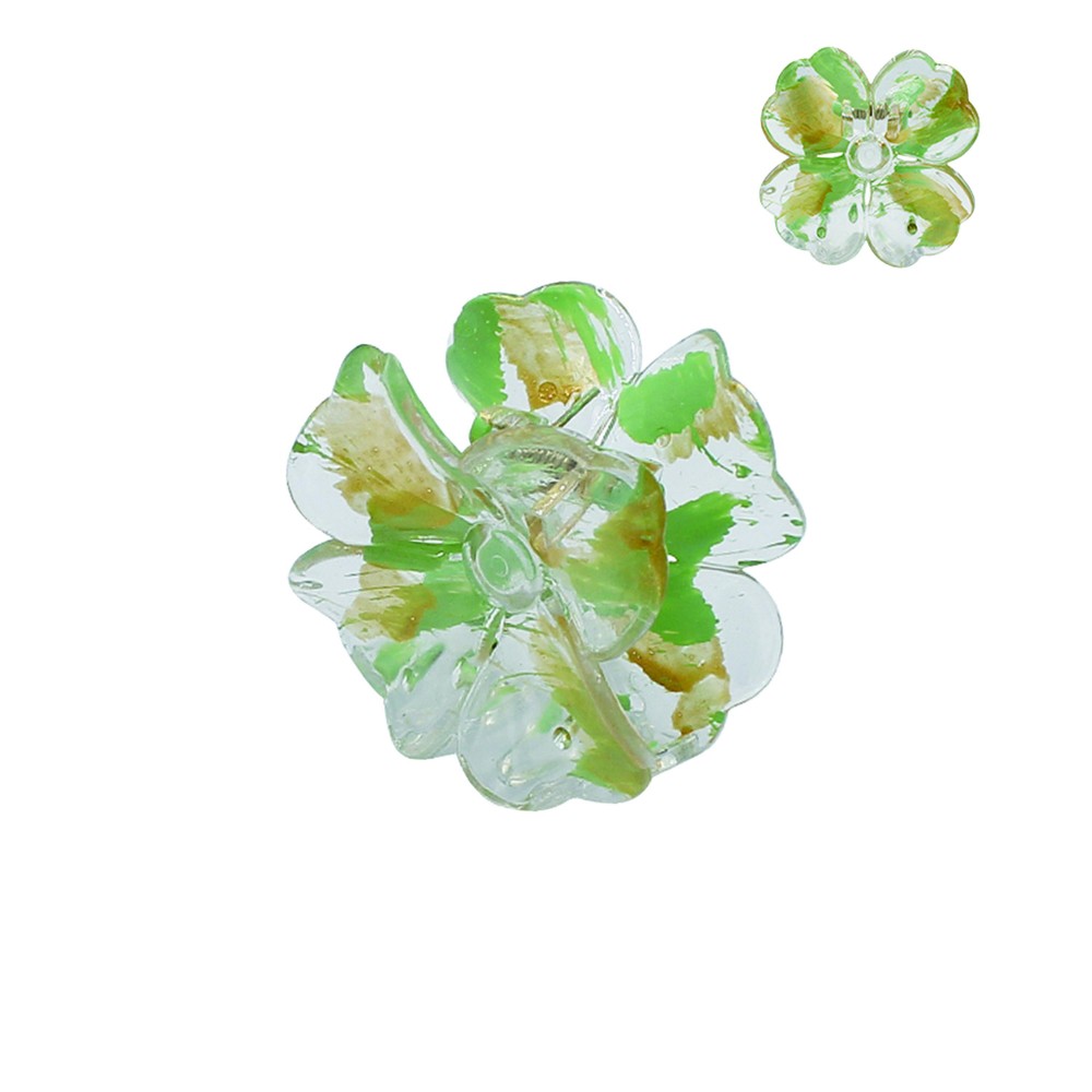 Clear Acrylic Flower Hair Clip With Gold Accents - Approximately 2.5" Length view 2