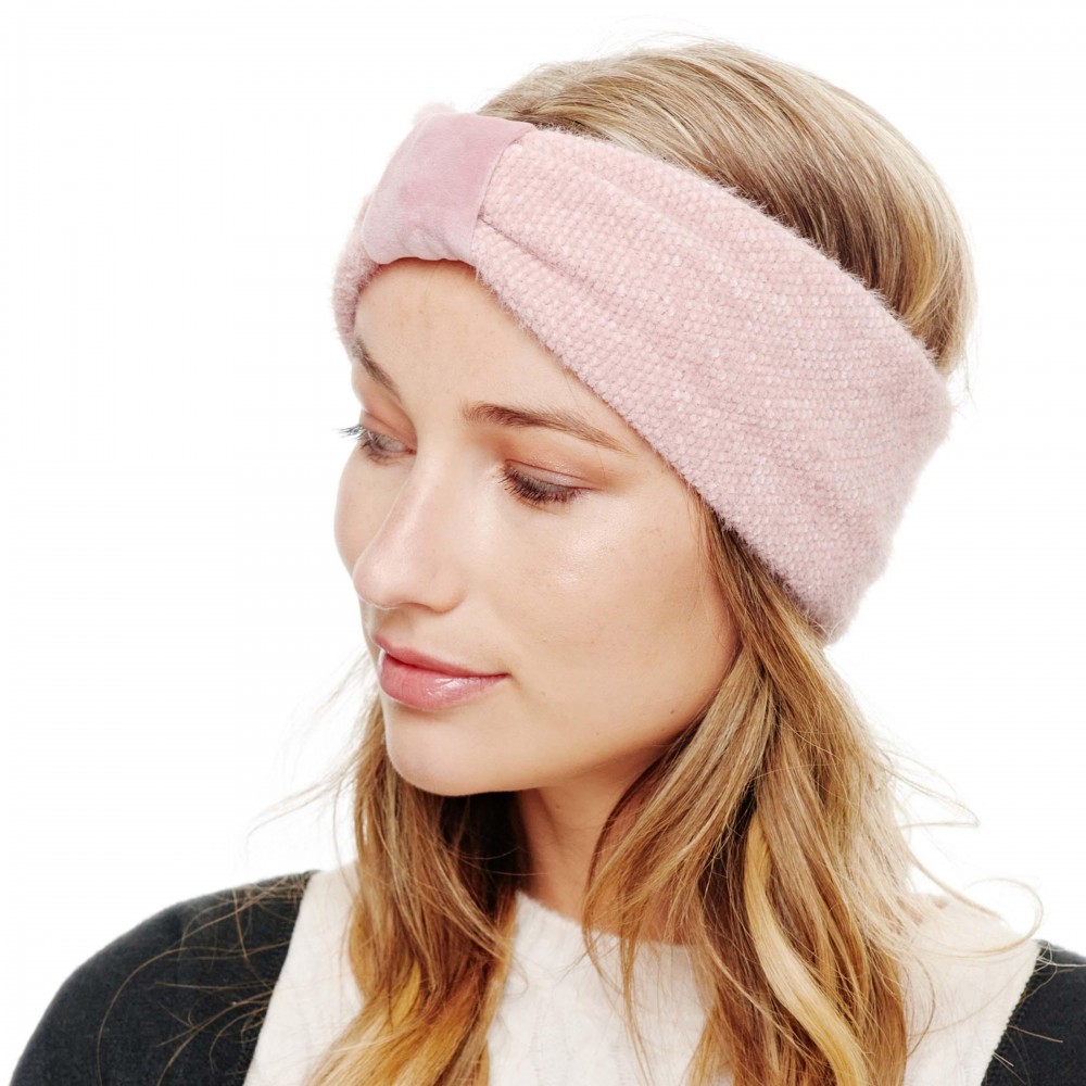 Front Bow Soft Knit Headwrap - Lined - One Size Fits Most - Polyester Blend view 2