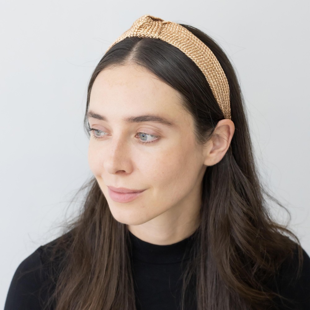 Metallic Woven Headband With Top Knot Detail - One Size Fits Most - 100% Polyester view 4
