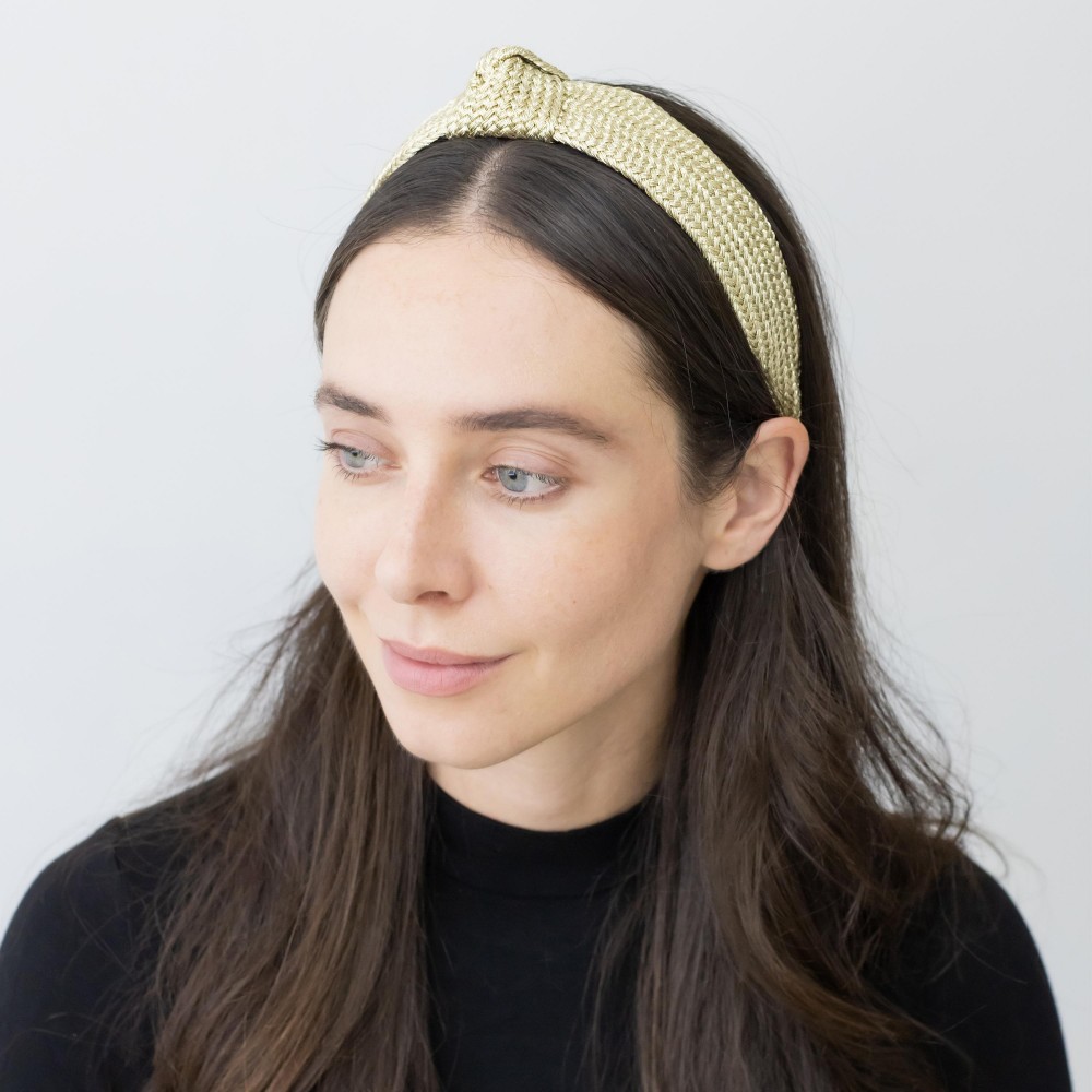 Metallic Woven Headband With Top Knot Detail - One Size Fits Most - 100% Polyester view 2