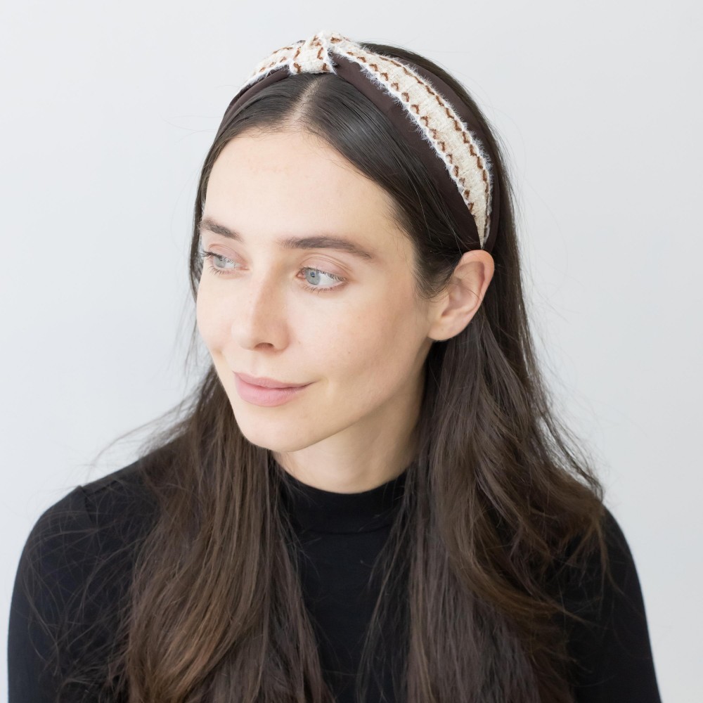 Wrapped Headband With Plaid And Top Knot Detail - One Size Fits Most - 100% Polyester view 2