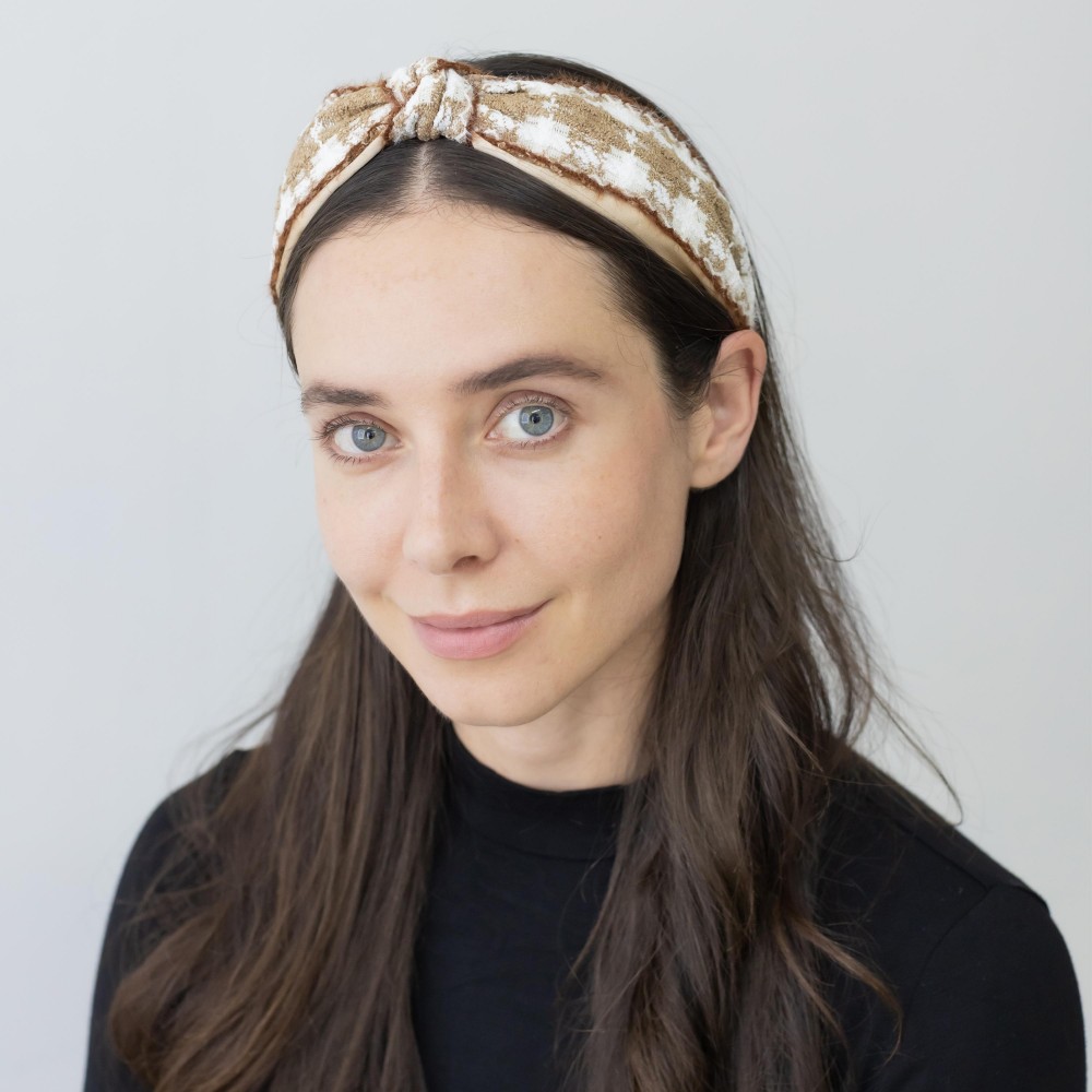 Tweed Headband With Top Knot And Stitching Detail - One Size Fits Most - 100% Polyester view 2