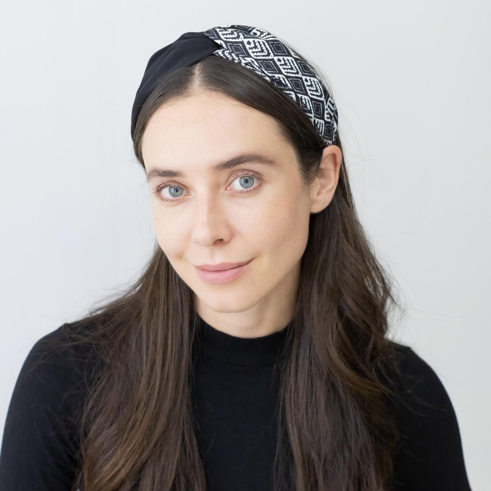Split Solid Color and Tribal Pattern Headband. - One Size Fits Most - 100% Polyester view 2