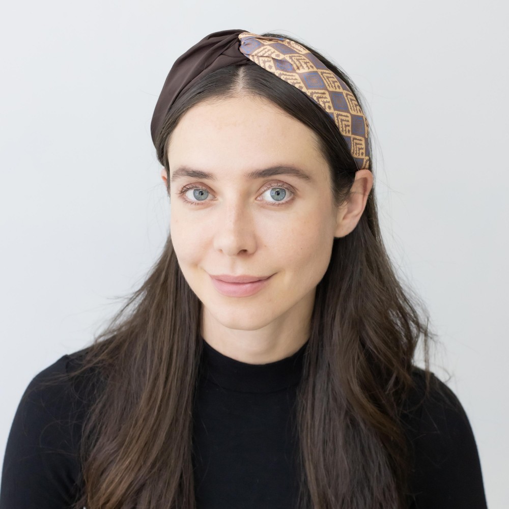 Split Solid Color and Tribal Pattern Headband. - One Size Fits Most - 100% Polyester view 2