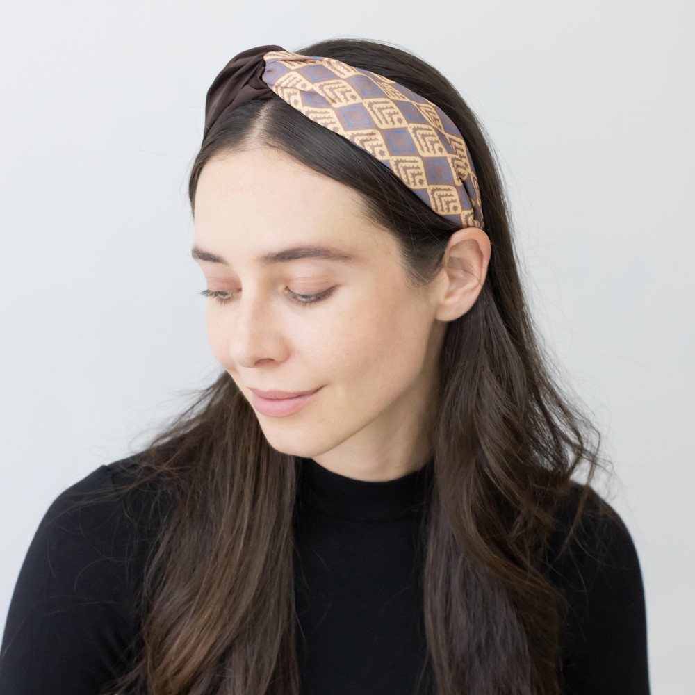 Split Solid Color and Tribal Pattern Headband. - One Size Fits Most - 100% Polyester view 4
