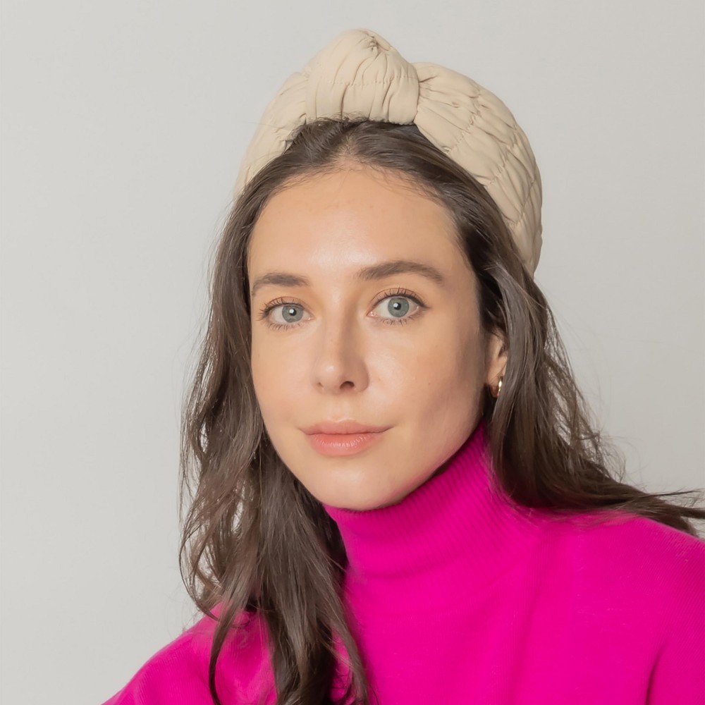 Gathered Puff Headband With Top Knot - One Size - 100% Polyester view 2
