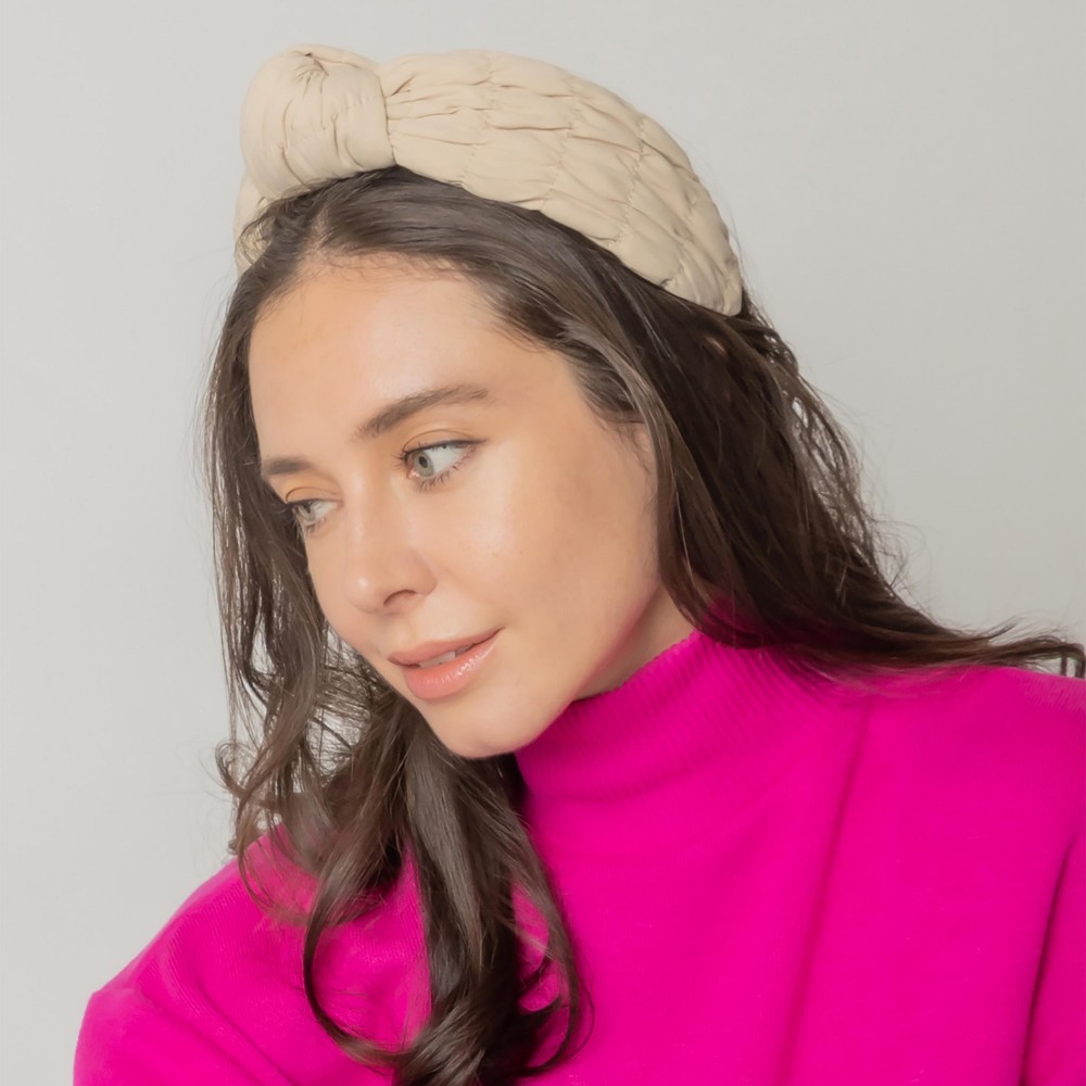 Gathered Puff Headband With Top Knot - One Size - 100% Polyester view 4