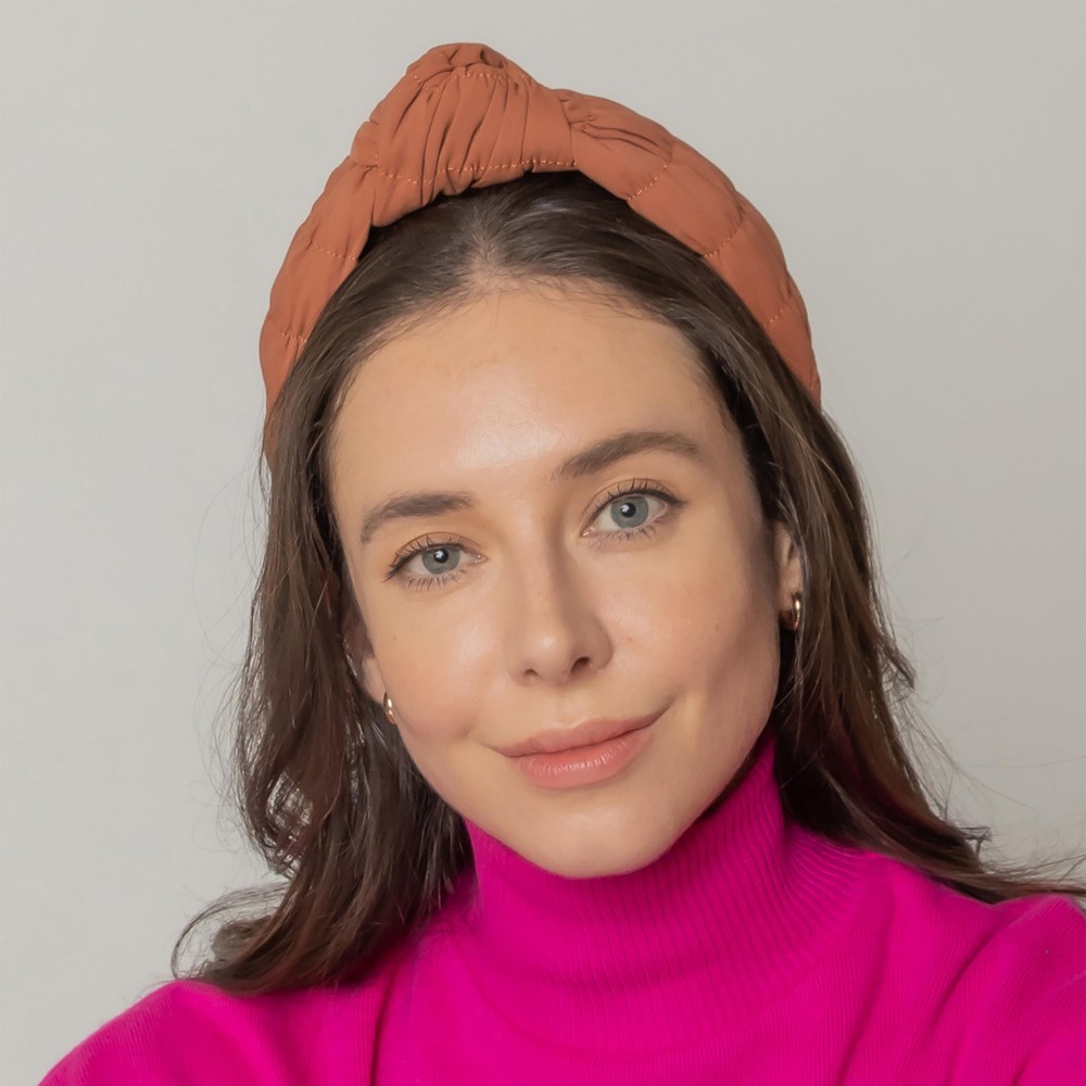 Gathered Puff Headband With Top Knot - One Size - 100% Polyester view 2