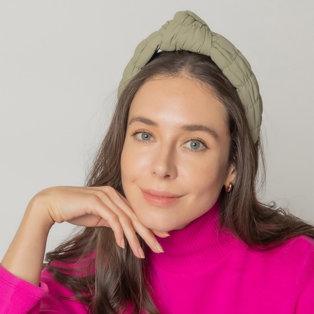 Gathered Puff Headband With Top Knot - One Size - 100% Polyester view 2