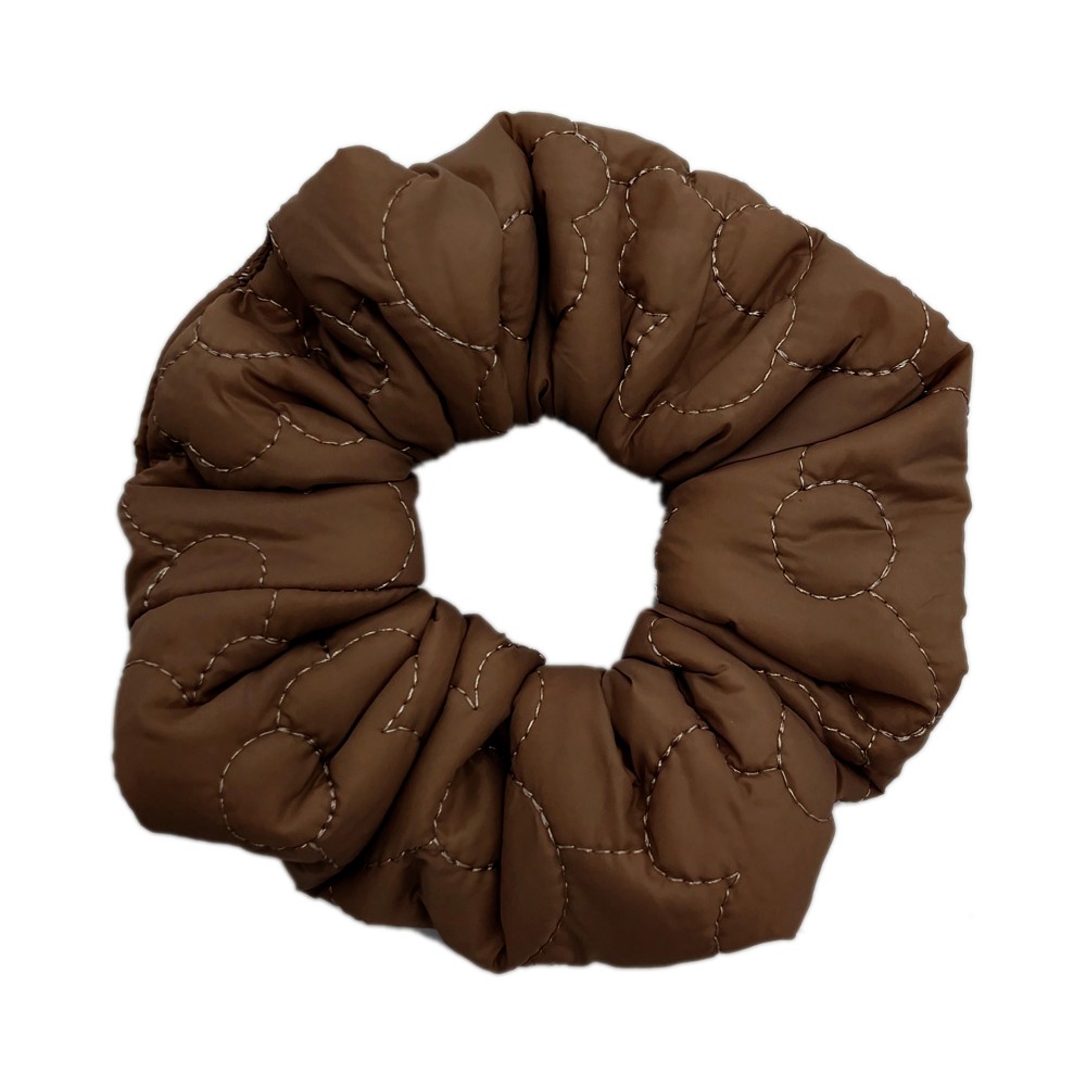 Flower Embroidered Puff Scrunchie - One Size - 100% Polyester view 2