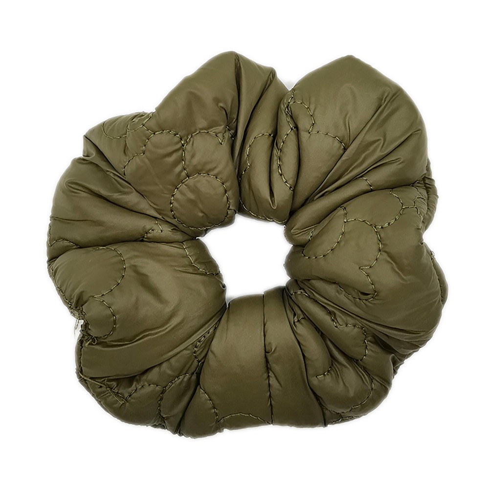 Flower Embroidered Puff Scrunchie - One Size - 100% Polyester view 2