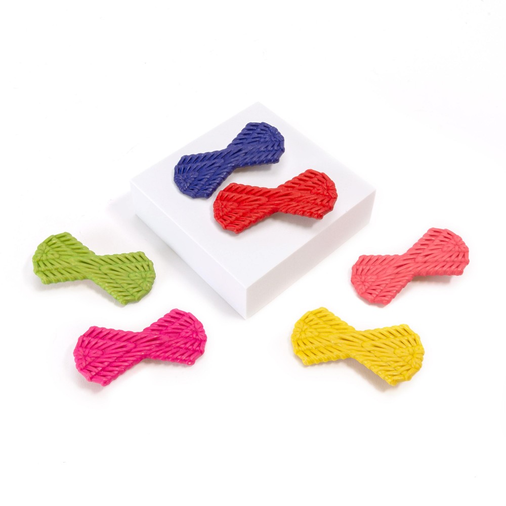 Bow Tie Rattan Barrette Clips Set of 12 - Approximately 2.5" L view 4