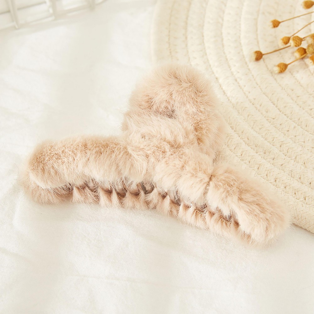 Faux Fur Criss Cross Hair Claw. - Approximately 4.25" L view 2