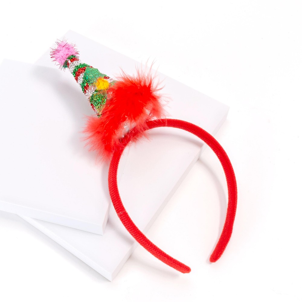 Color Changing Holiday Cone Hat Christmas Headband - One Size Fits Most - Wrapped Headband - Batteries Included view 2