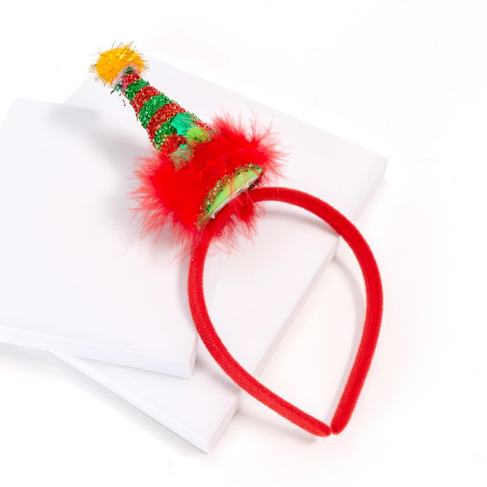 Color Changing Holiday Cone Hat Christmas Headband - One Size Fits Most - Wrapped Headband - Batteries Included view 2