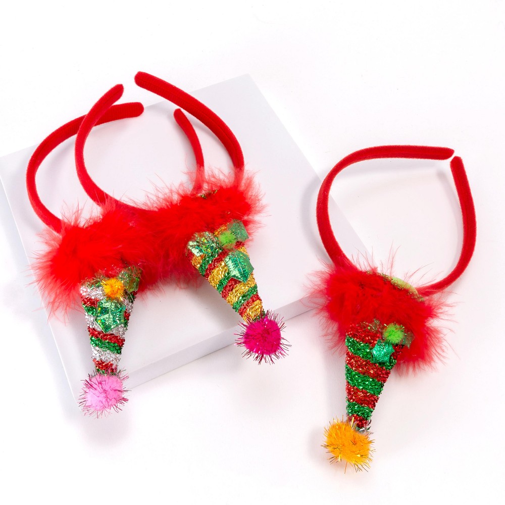 Color Changing Holiday Cone Hat Christmas Headband - One Size Fits Most - Wrapped Headband - Batteries Included view 4