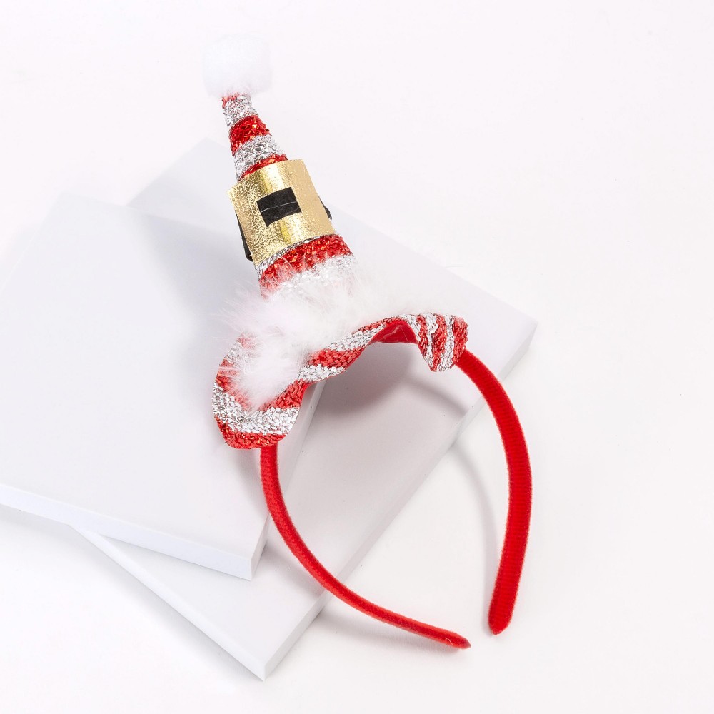 Glitter Holiday Hat Christmas Headband - One Size Fits Most - Wrapped Headband view 2
