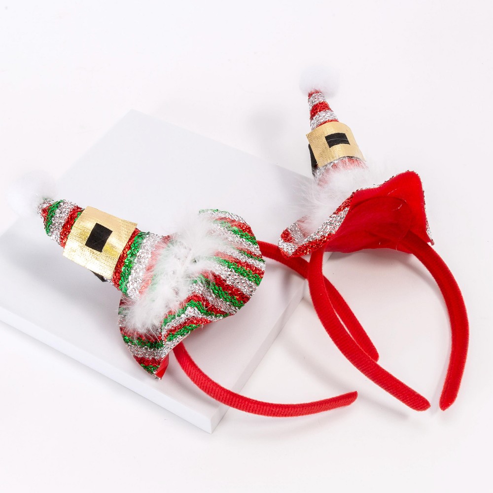 Glitter Holiday Hat Christmas Headband - One Size Fits Most - Wrapped Headband view 4
