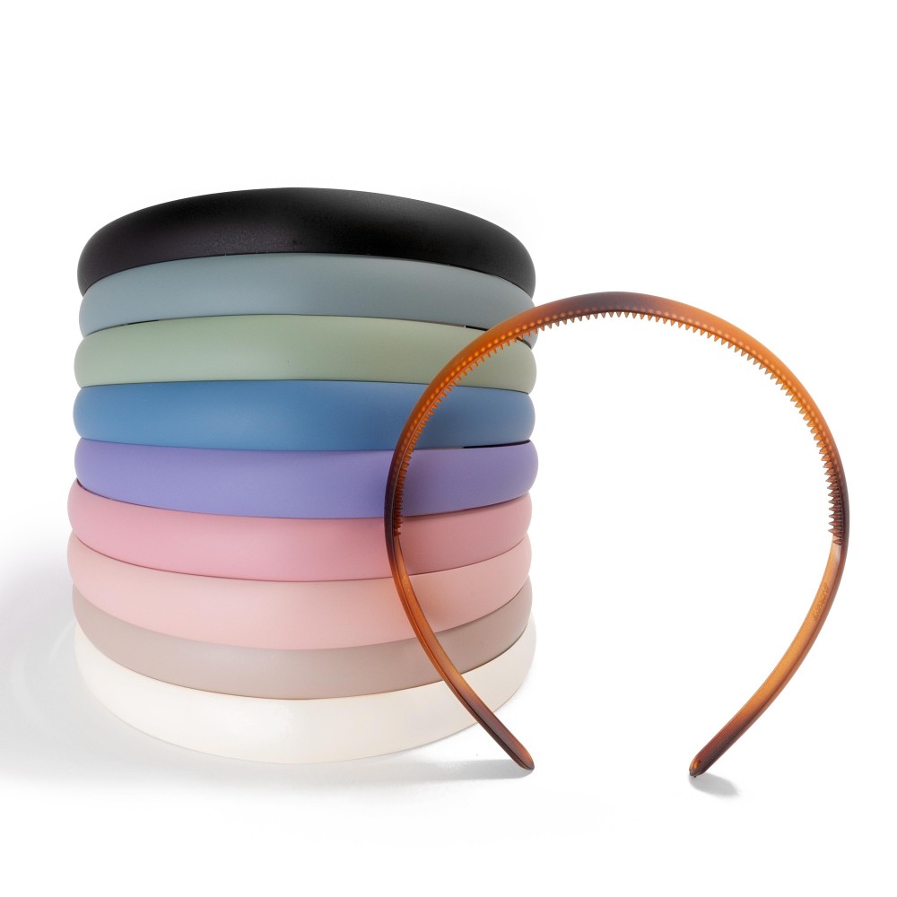 Tapered Coated Acrylic Headband - One Size Fits Most - Flexible Design With Grips To Hold In Place - Made In Korea view 4