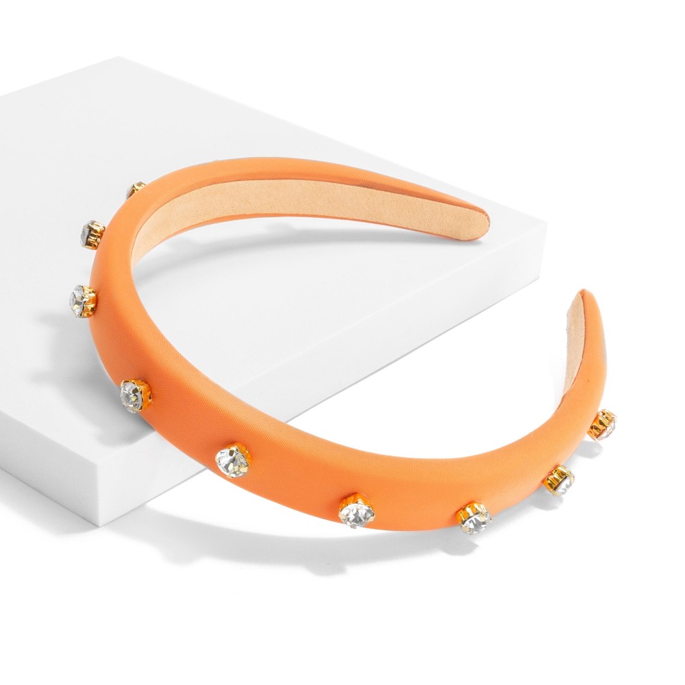 Cushioned Headband With Rhinestone Studs - One Size Fits Most view 2