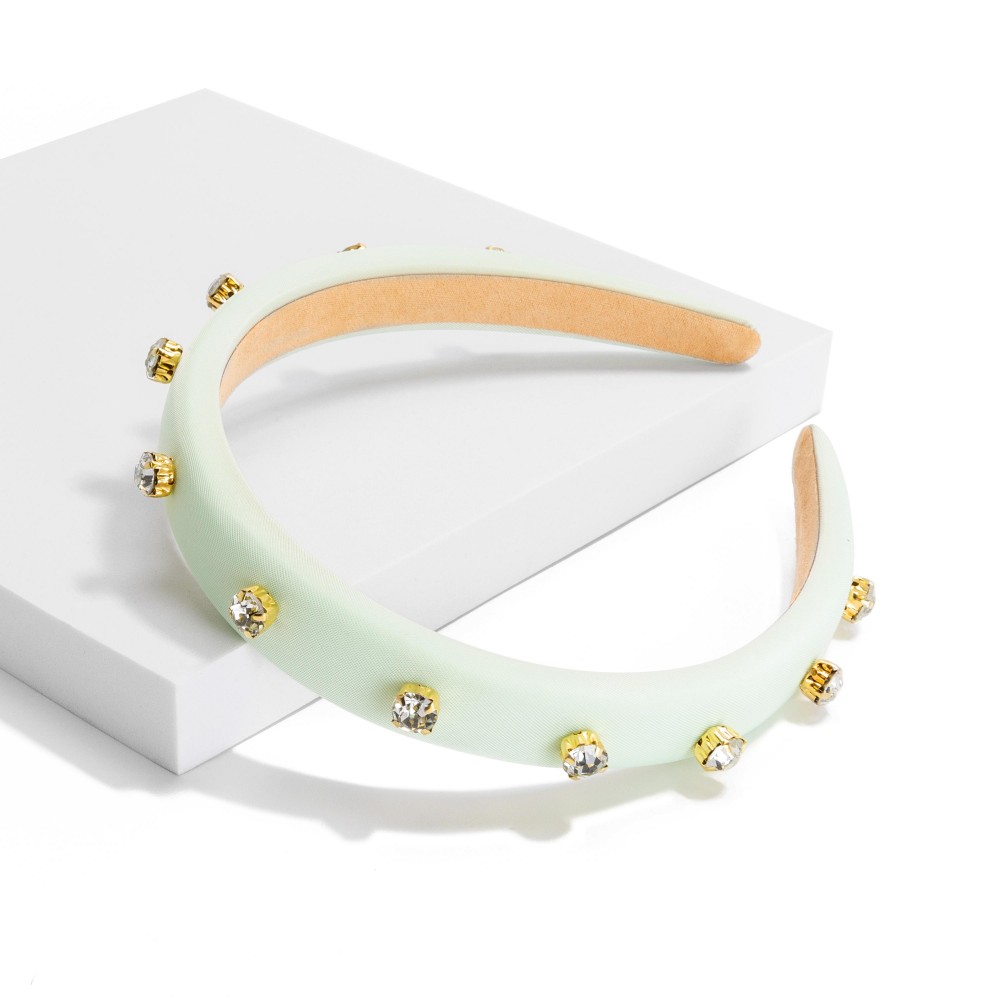 Cushioned Headband With Rhinestone Studs - One Size Fits Most view 2