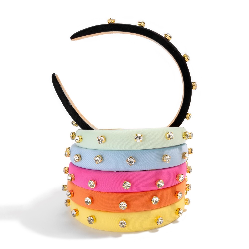 Cushioned Headband With Rhinestone Studs - One Size Fits Most view 4