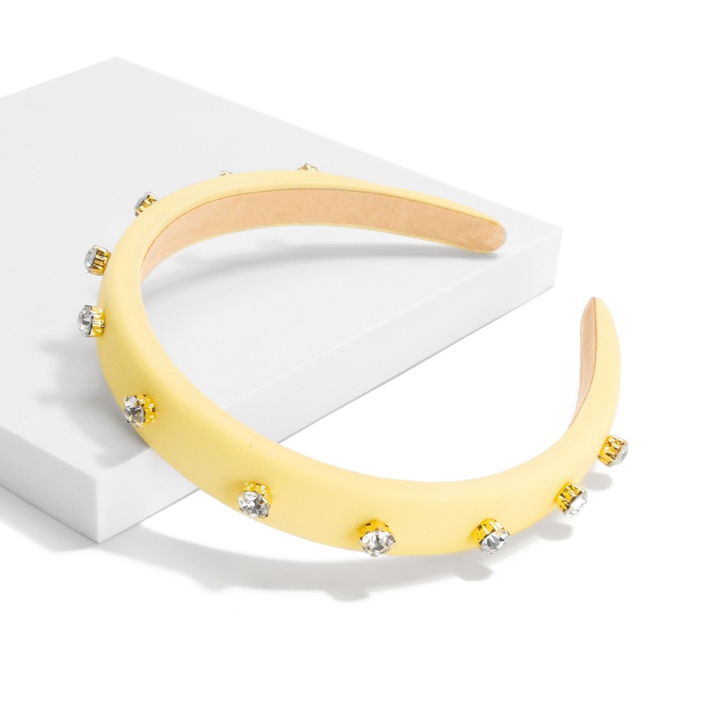 Cushioned Headband With Rhinestone Studs - One Size Fits Most view 2