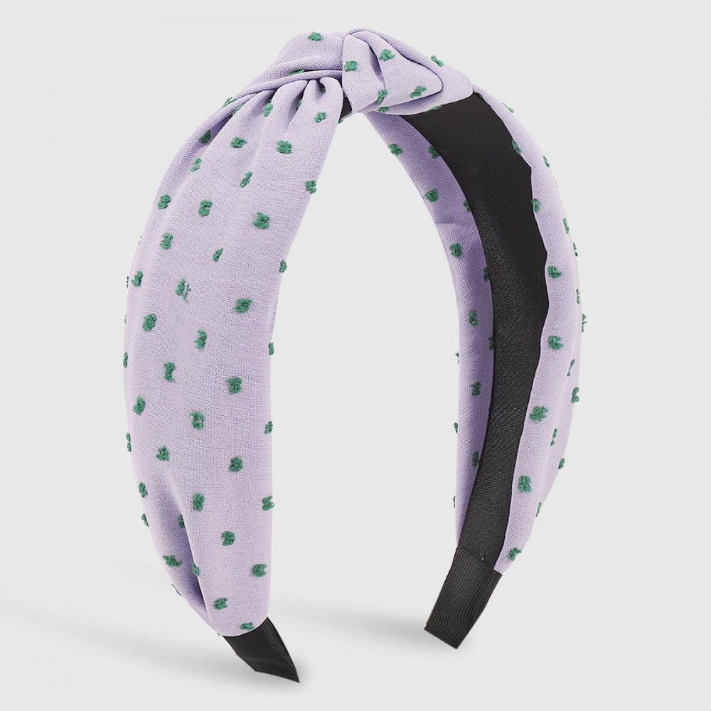 Knotted Headband With Embroidered Speckle Dots - One Size Fits Most view 2