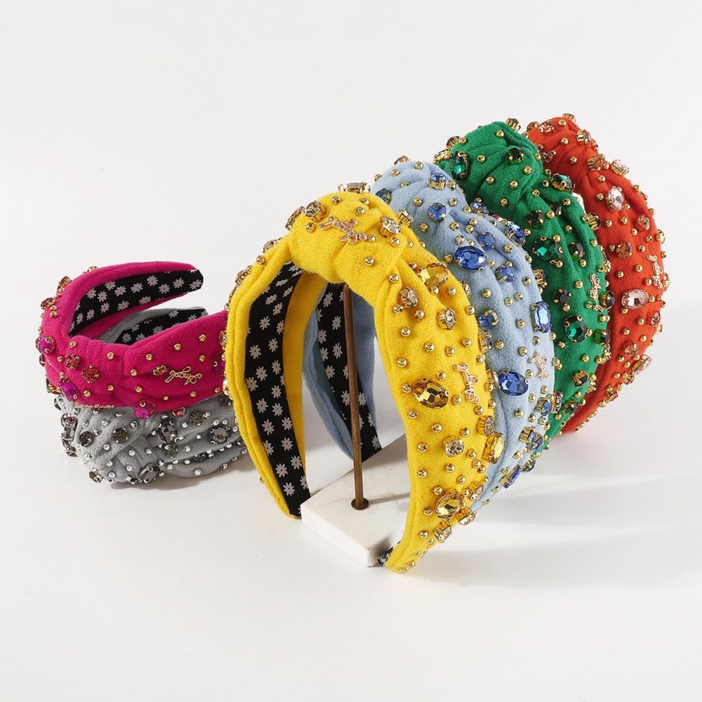 Fuzzy Knotted Headband Featuring Rhinestone Studs and "Angel" Emblems - One Size Fits Most view 4