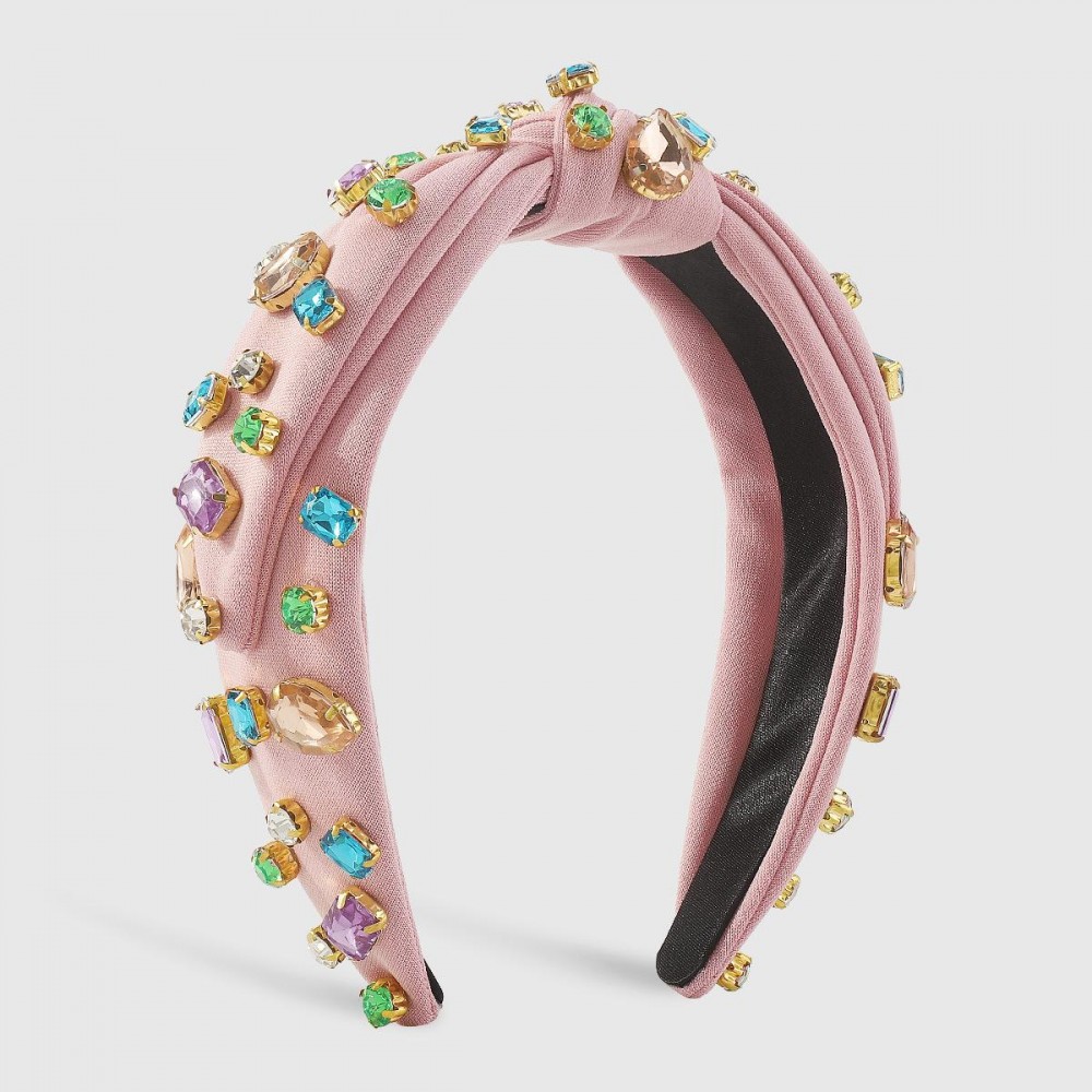 Layered Knotted Headband Featuring Rhinestone Studs - One Size Fits Most view 2