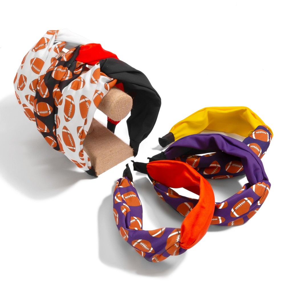Football Printed Headband With Twist Knot Detail - One Size Fits Most view 4