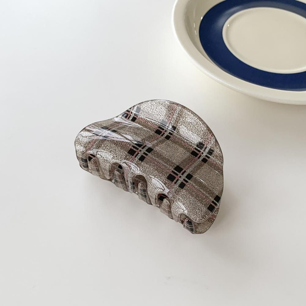 Plaid Oblong Hair Claw Clip - Approximately 3"L view 2