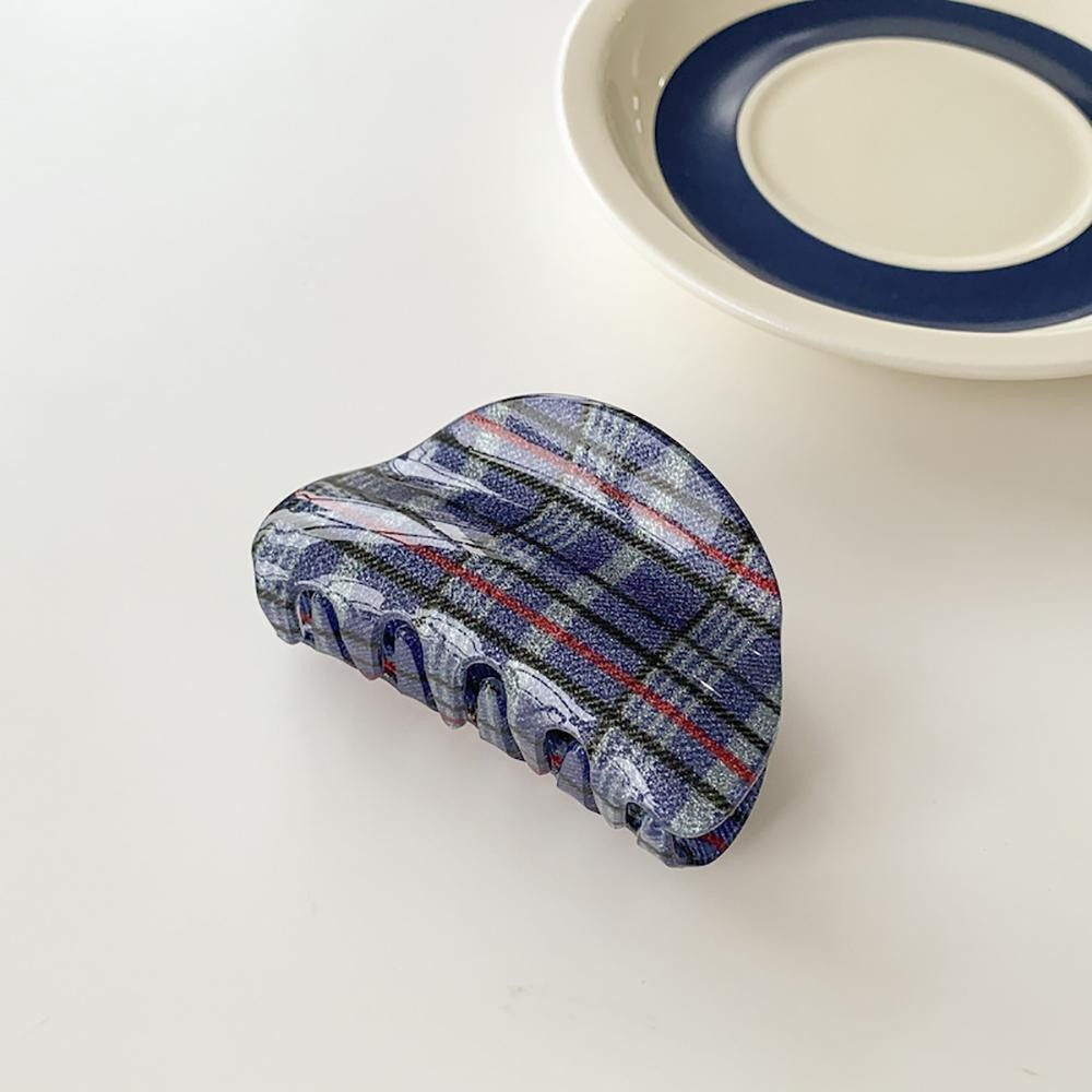 Plaid Oblong Hair Claw Clip - Approximately 3"L view 2