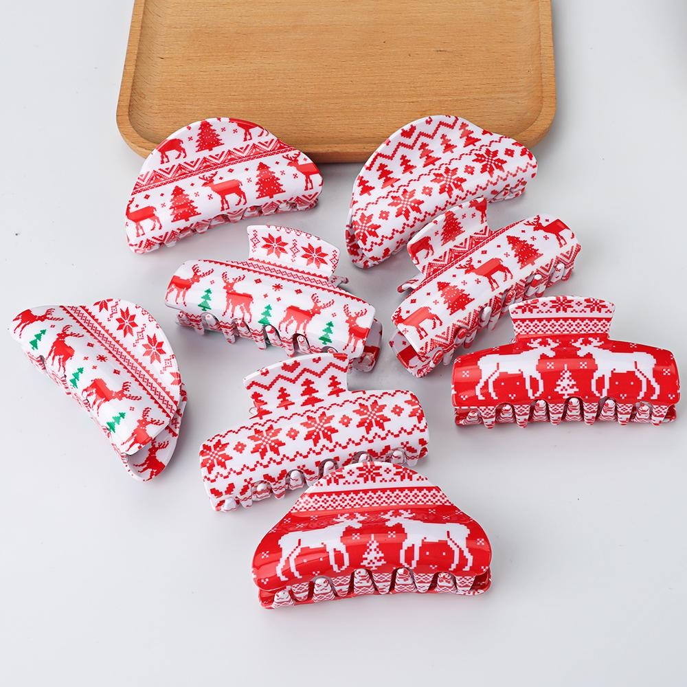 Christmas Printed Hair Claw Clips - Approximately 3-3.25"L view 4