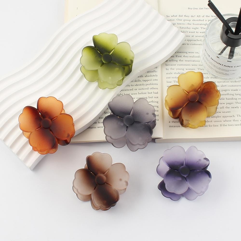 Ombre Frosted Hibiscus Flower Hair Claw Clip - Approximately 2"L view 4