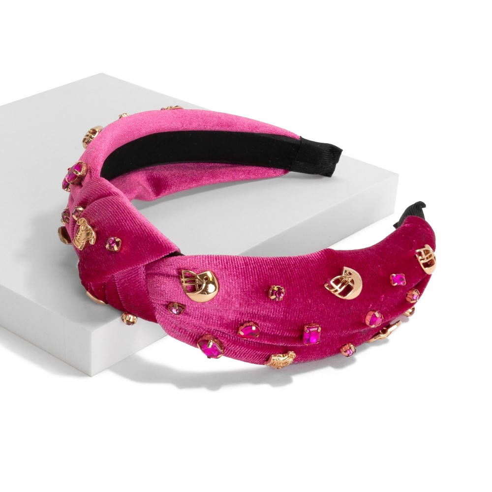Velvet Wrapped Gameday Headband With Football Helmet, Jersey and Rhinestone Studded Details - One Size Fits Most view 2