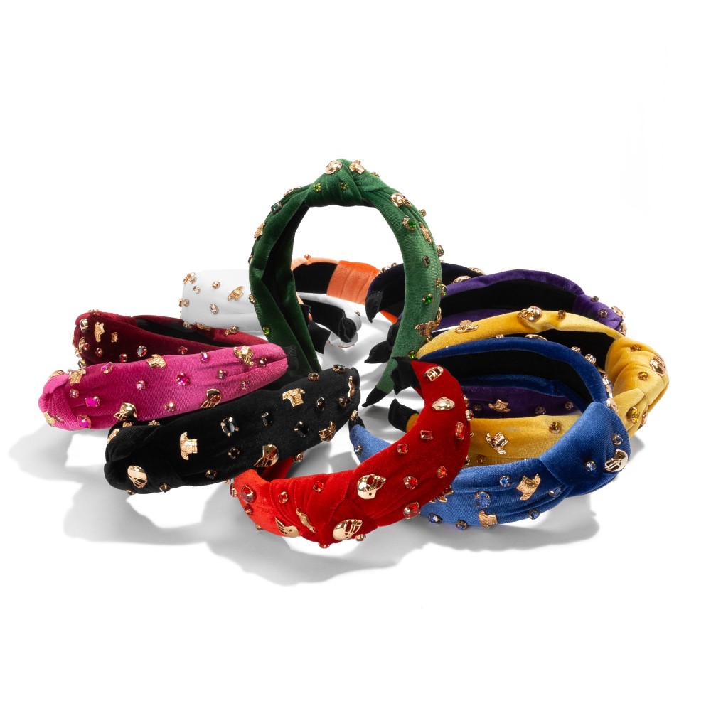 Velvet Wrapped Gameday Headband With Football Helmet, Jersey and Rhinestone Studded Details - One Size Fits Most view 4