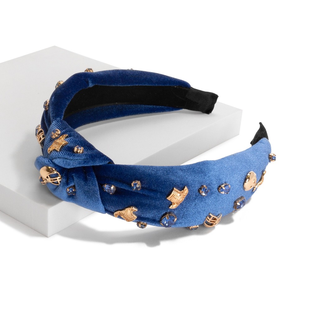Velvet Wrapped Gameday Headband With Football Helmet, Jersey and Rhinestone Studded Details - One Size Fits Most view 2