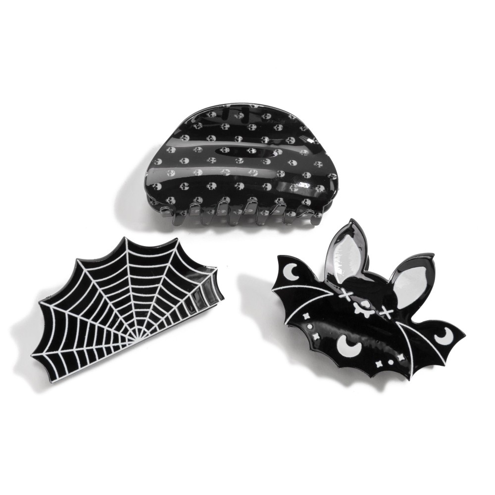 Black Halloween Themed Hair Claw Clip - Approximately 3"L view 6