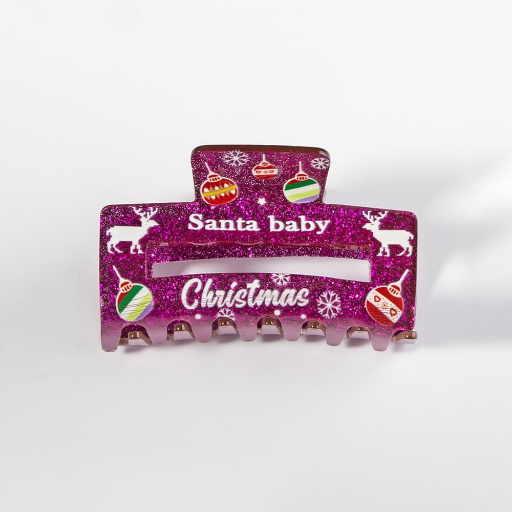 'Santa Baby' Glitter Christmas Hair Claw Clip - Approximately 3.5"L view 2