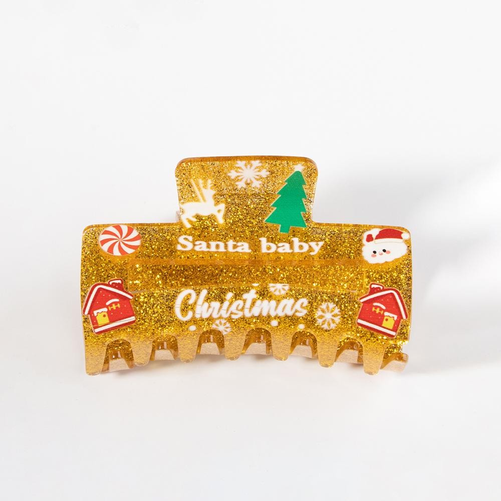 'Santa Baby' Glitter Christmas Hair Claw Clip - Approximately 3.5"L view 2