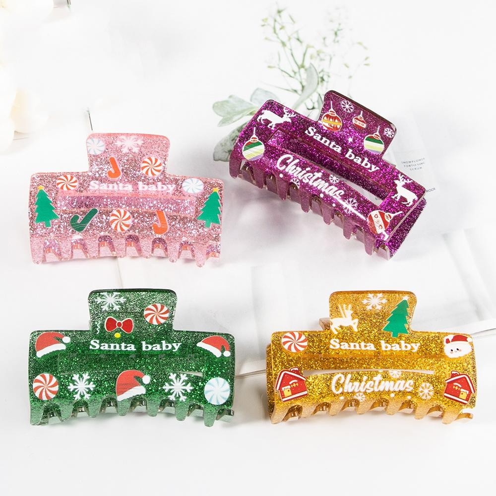 'Santa Baby' Glitter Christmas Hair Claw Clip - Approximately 3.5"L view 4